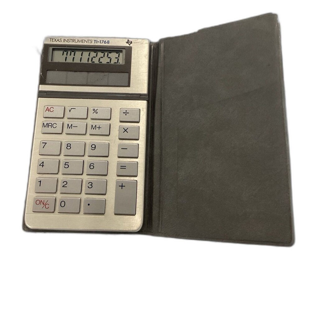 Vintage Texas Instruments Calculator with Case TI-1768 Mini Solar